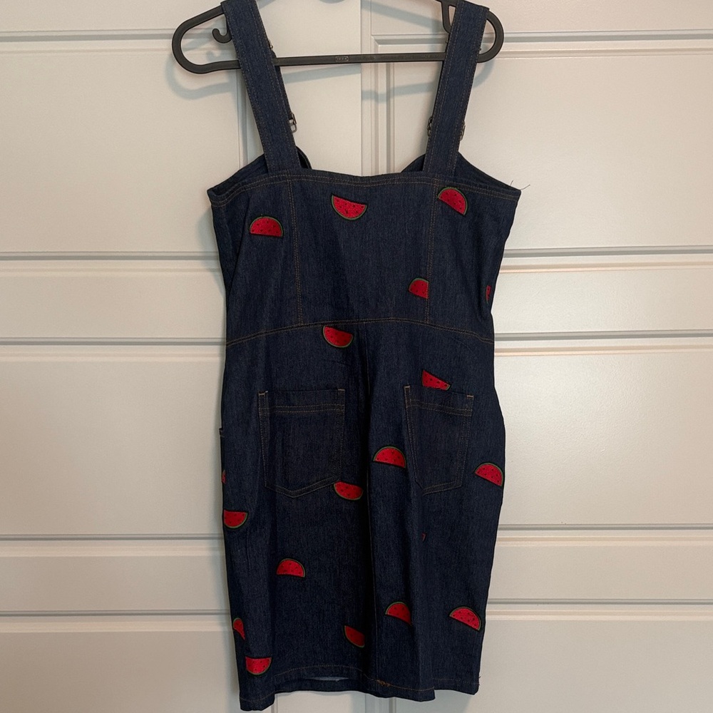 Denim Dress with Watermelon Accents - Picture 3 of 3